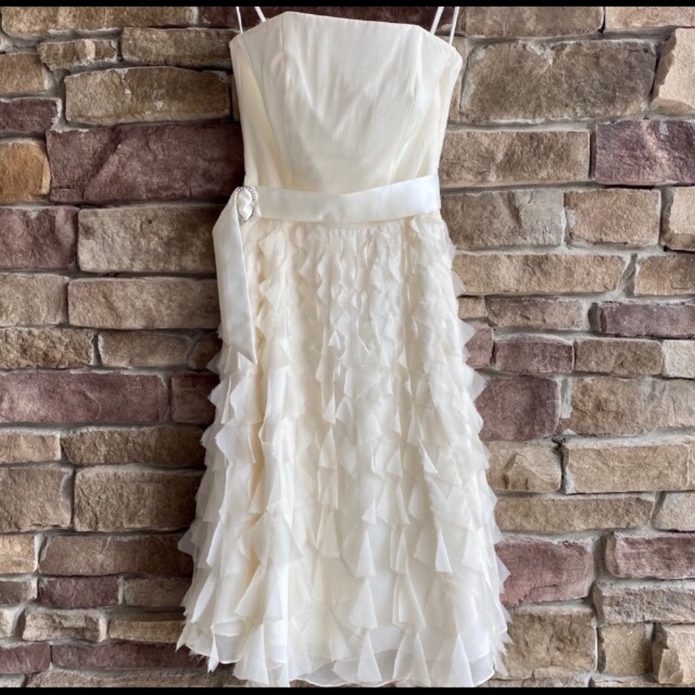 Women’s NEW WHBM Strapless Ivory Silk Dress